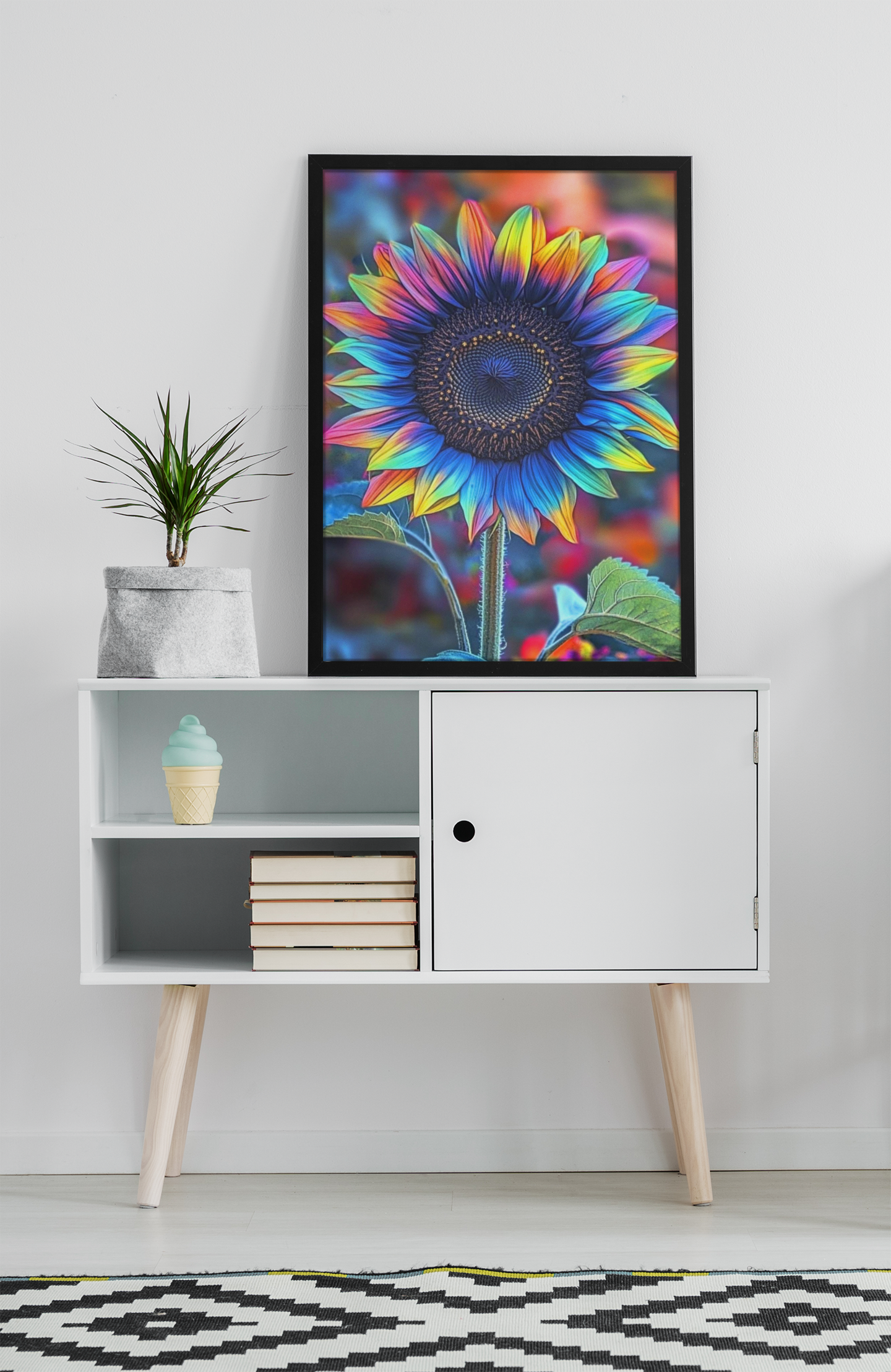 Rainbow Sunflower Pop Art – Vibrant Nature Canvas Print