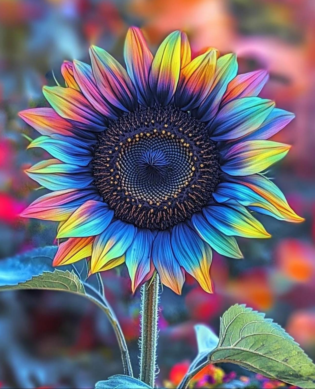 Rainbow Sunflower Pop Art – Vibrant Nature Canvas Print