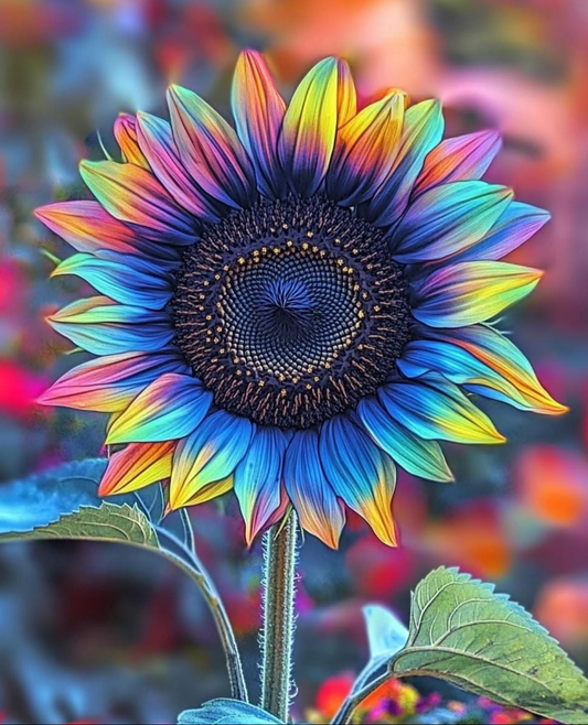 Rainbow Sunflower Pop Art – Vibrant Nature Canvas Print