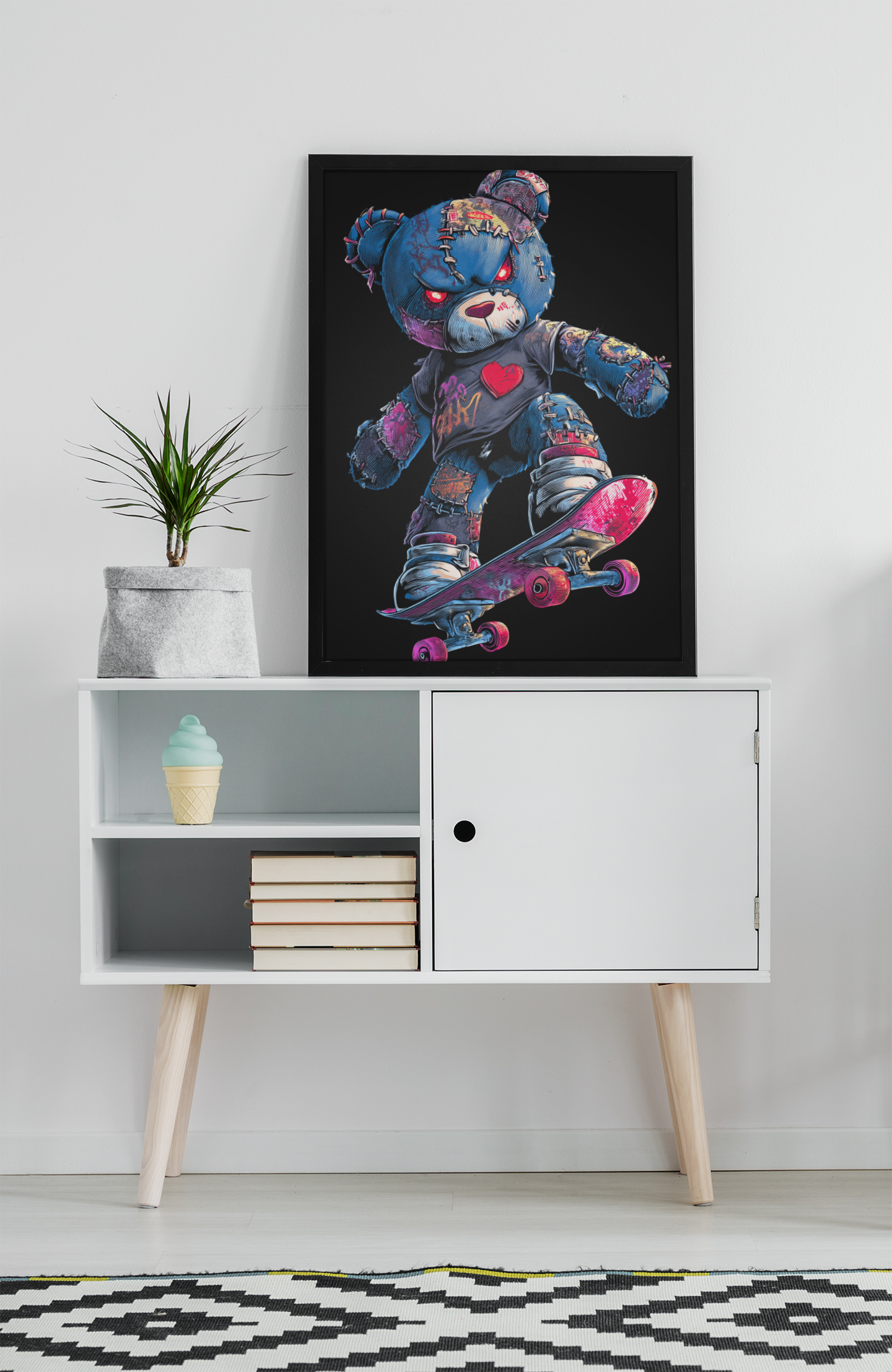 Rebel Bear on Board – Urban Graffiti Canvas Print