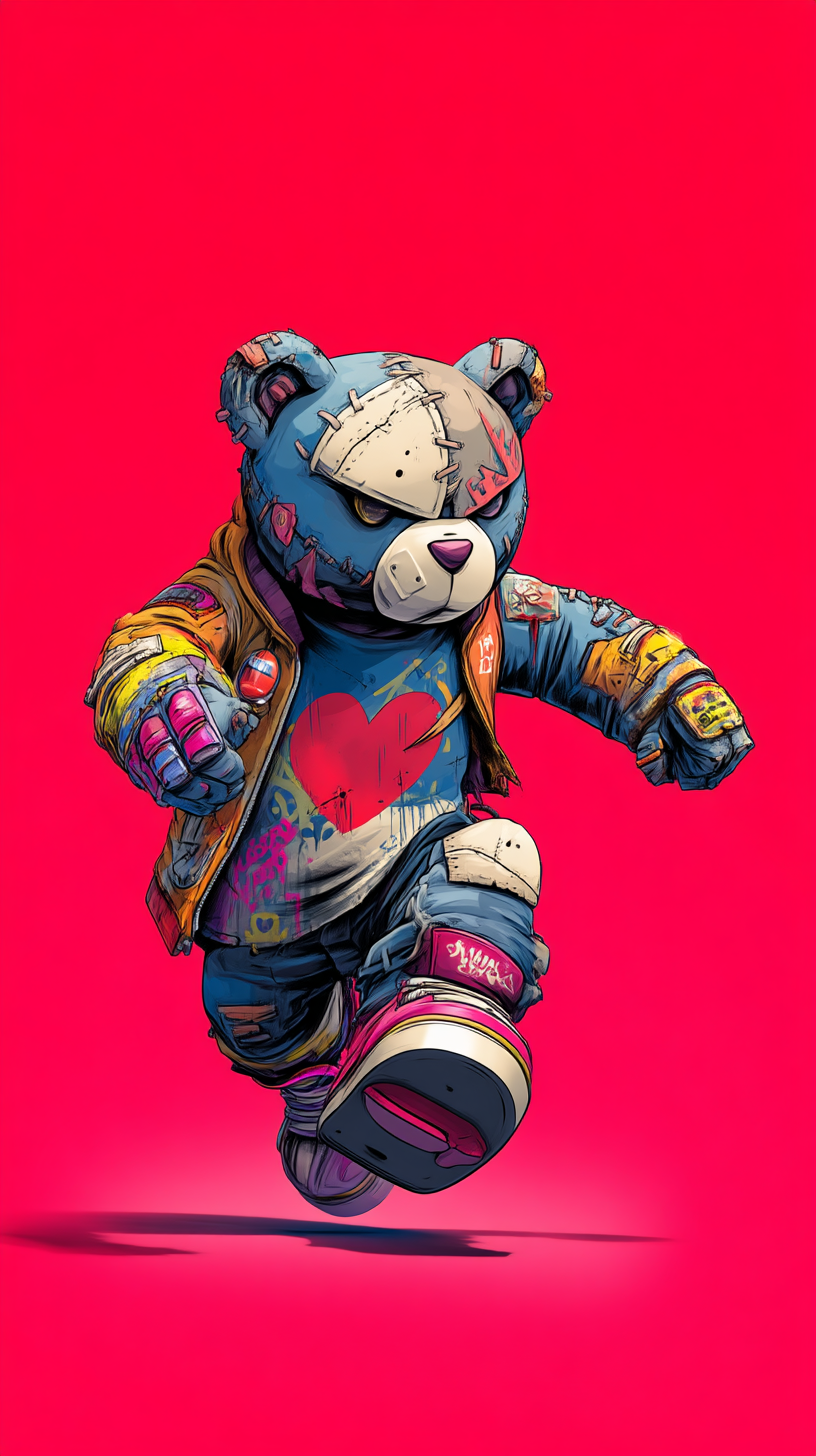 Heartbreaker Bear – Bold Street Art Canvas Print