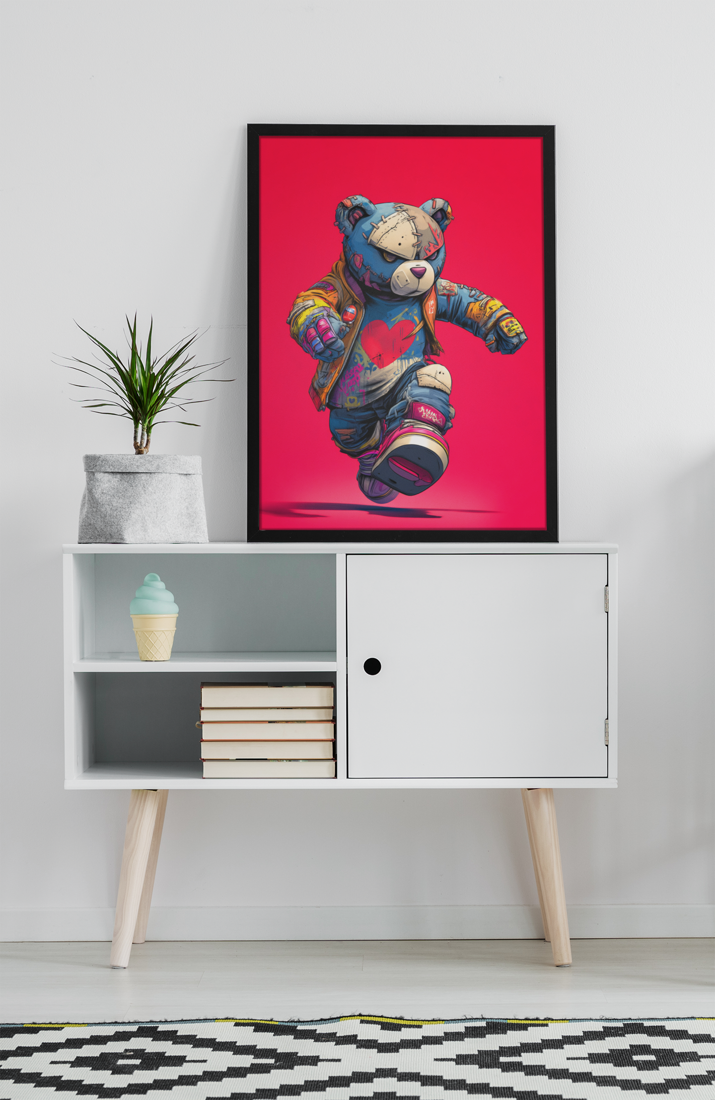 Heartbreaker Bear – Bold Street Art Canvas Print
